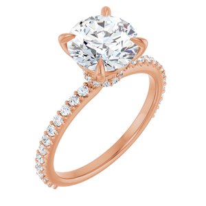 14K Rose  8.2 mm Round Engagement Ring Mounting