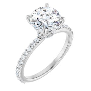 14K White  8.2 mm Round Engagement Ring Mounting