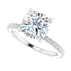 Platinum  8 mm Cushion Engagement Ring Mounting