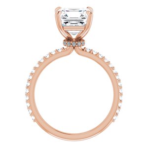 14K Rose  8 mm Asscher Engagement Ring Mounting