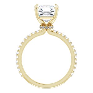 14K Yellow  8 mm Asscher Engagement Ring Mounting