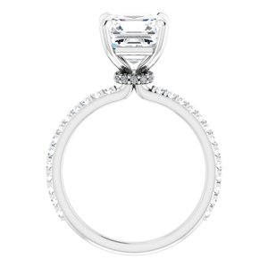 Platinum  8 mm Asscher Engagement Ring Mounting