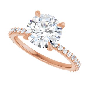 14K Rose  8.2 mm Round Engagement Ring Mounting