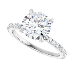 Platinum  8.2 mm Round Engagement Ring Mounting