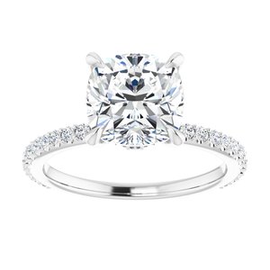 Platinum  8 mm Cushion Engagement Ring Mounting