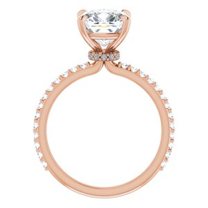 14K Rose  8 mm Cushion Engagement Ring Mounting