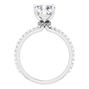 Platinum  8 mm Cushion Engagement Ring Mounting