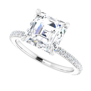 Platinum  8 mm Asscher Engagement Ring Mounting