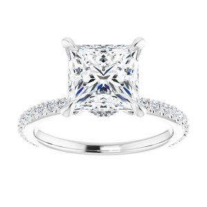 Platinum  7.5 mm Square Engagement Ring Mounting