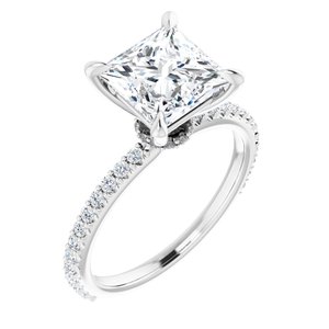 Platinum  7.5 mm Square Engagement Ring Mounting