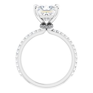 Platinum  7.5 mm Square Engagement Ring Mounting