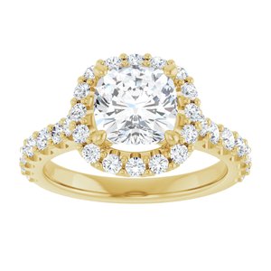 14K Yellow  7 mm Cushion Engagement Ring Mounting