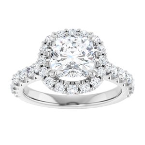 Platinum  7 mm Cushion Engagement Ring Mounting