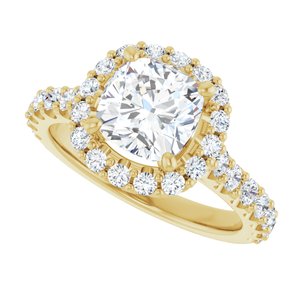 14K Yellow  7 mm Cushion Engagement Ring Mounting