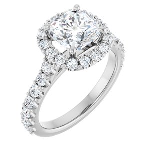 Platinum  7 mm Cushion Engagement Ring Mounting