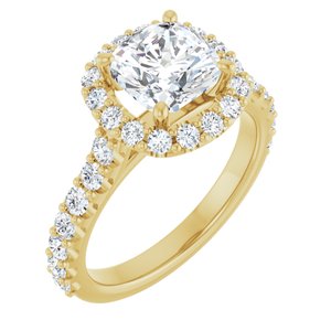 14K Yellow  7 mm Cushion Engagement Ring Mounting