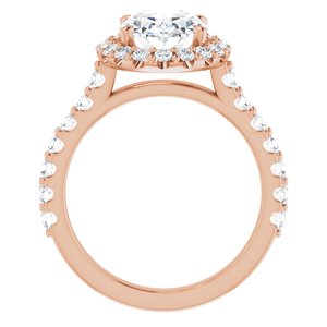 14K Rose  10x8 mm Oval Engagement Ring Mounting