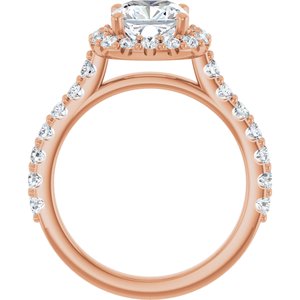 14K Rose  7 mm Cushion Engagement Ring Mounting