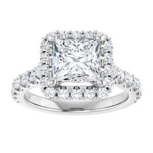 Platinum  7 mm Square Engagement Ring Mounting