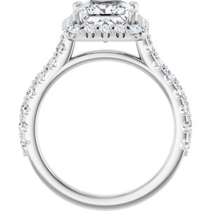 Platinum  7 mm Square Engagement Ring Mounting