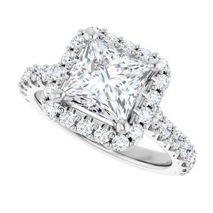 Platinum  7 mm Square Engagement Ring Mounting