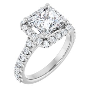 Platinum  7 mm Square Engagement Ring Mounting