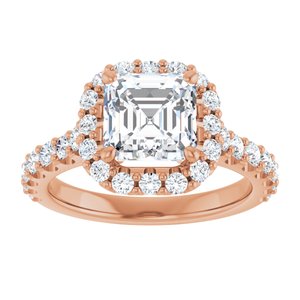 14K Rose  7 mm Asscher Engagement Ring Mounting