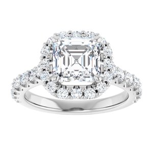 Platinum  7 mm Asscher Engagement Ring Mounting