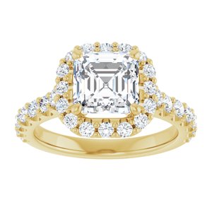 14K Yellow  7 mm Asscher Engagement Ring Mounting