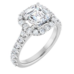 Platinum  7 mm Asscher Engagement Ring Mounting