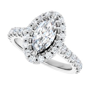 Platinum  10x5 mm Marquise Engagement Ring Mounting