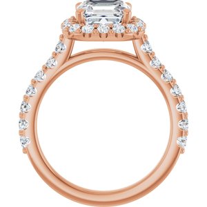 14K Rose  7 mm Asscher Engagement Ring Mounting