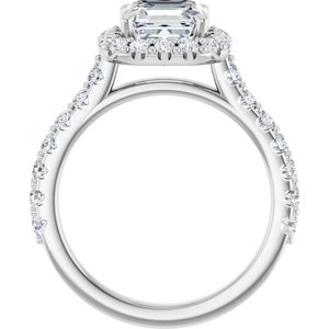 14K White  7 mm Asscher Engagement Ring Mounting