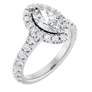 Platinum  10x5 mm Marquise Engagement Ring Mounting