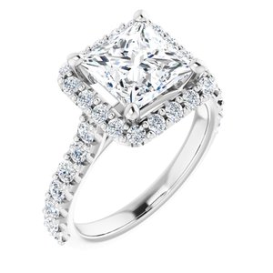 Platinum  7.5 mm Square Engagement Ring Mounting