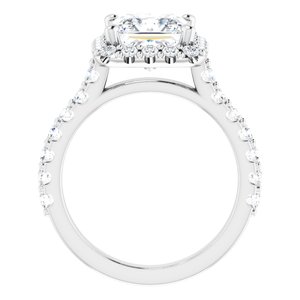 Platinum  7.5 mm Square Engagement Ring Mounting