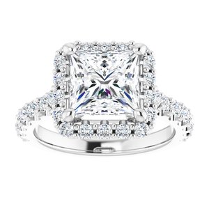 Platinum  7.5 mm Square Engagement Ring Mounting