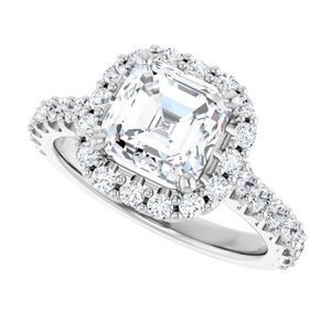 Platinum  7 mm Asscher Engagement Ring Mounting