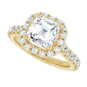 14K Yellow  7 mm Asscher Engagement Ring Mounting