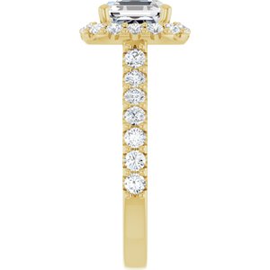 14K Yellow  7 mm Asscher Engagement Ring Mounting