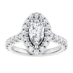 Platinum  10x5 mm Marquise Engagement Ring Mounting