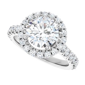 Platinum  8 mm Round Engagement Ring Mounting