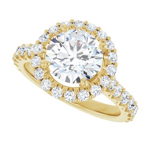 14K Yellow  8 mm Round Engagement Ring Mounting