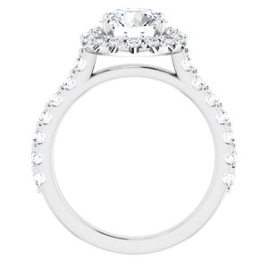 14K White  7.4 mm Round Engagement Ring Mounting