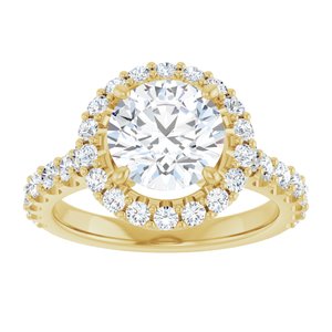 14K Yellow  8 mm Round Engagement Ring Mounting