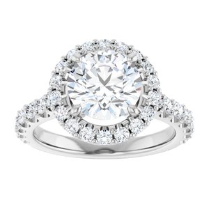 Platinum  8 mm Round Engagement Ring Mounting