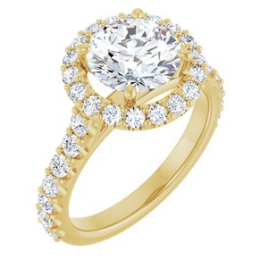 14K Yellow  8 mm Round Engagement Ring Mounting