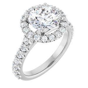 Platinum  8 mm Round Engagement Ring Mounting