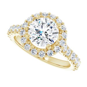 14K Yellow  7.4 mm Round Engagement Ring Mounting