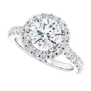 Platinum  7.4 mm Round Engagement Ring Mounting